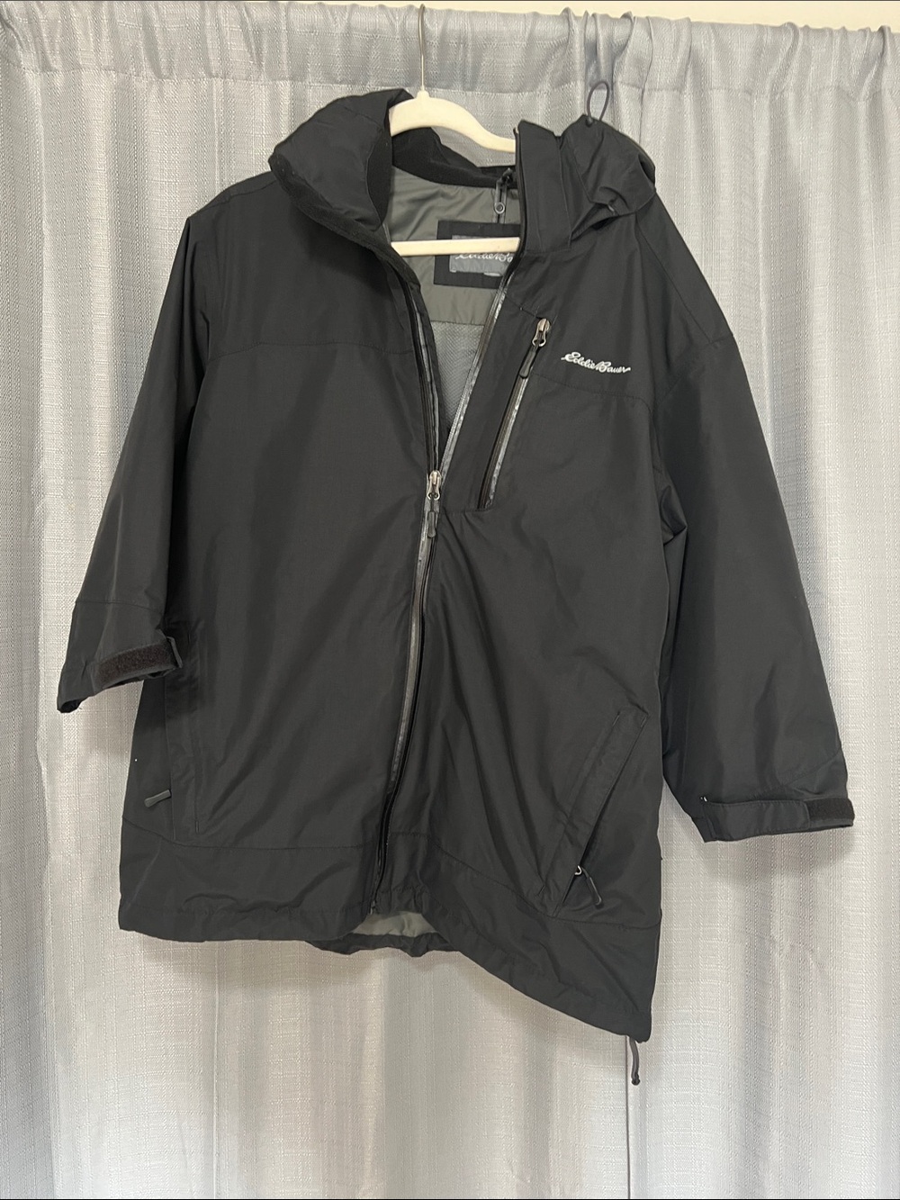 Eddie Bauer Black Hooded Rain Shell